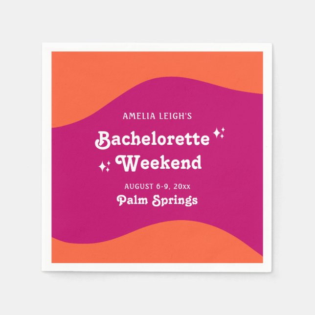 Servilleta De Papel Fin de semana de despedida de soltera retro de pue (Anverso)