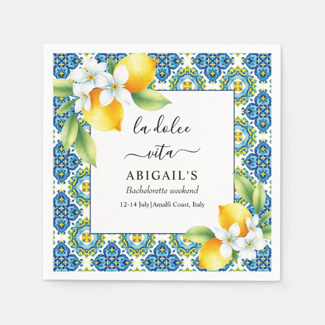 Servilleta De Papel Fin de semana de soltera mediterránea La Dolce Vit (Anverso)