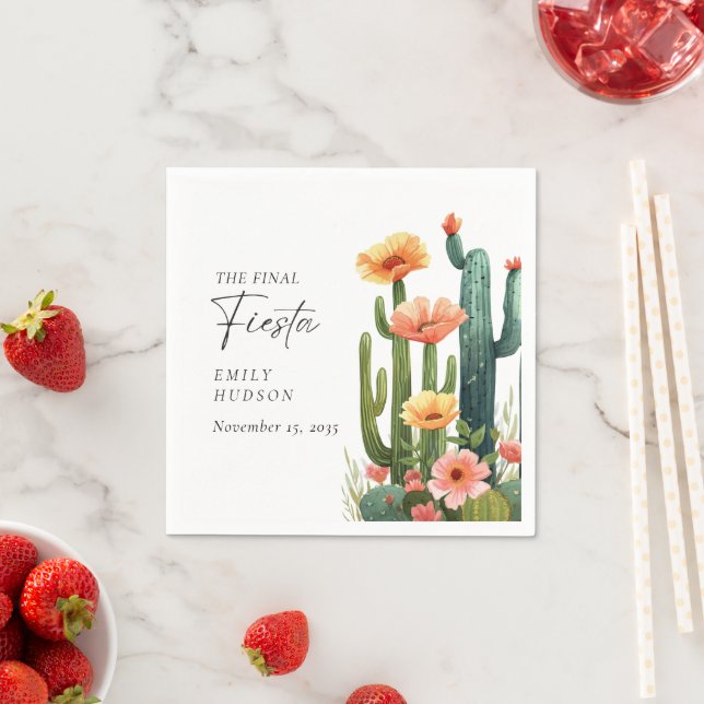 Servilleta De Papel Final Fiesta Cactus Bachelorette Party (In situ)