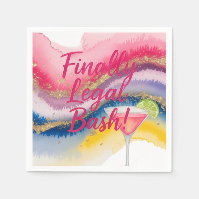 Servilleta De Papel Finalmente Legal 21. Cumpleaños del Purpurina acua (Anverso)