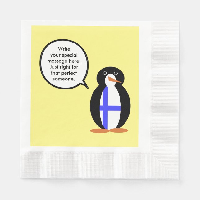 Servilleta De Papel Finlandia hablando con la Sra. Penguin personaliza (Anverso)