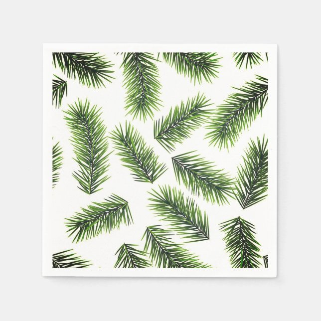 Servilleta De Papel Fir Branch Pattern Green Navidades (Anverso)