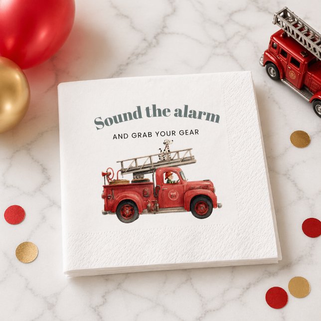 Servilleta De Papel Fire Truck Birthday Sound the Alarm (Fire Truck Birthday Sound the Alarm Napkins)