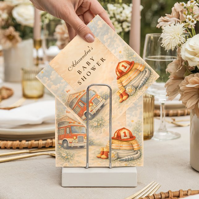 Servilleta De Papel Fire Truck Firefighter Baby Shower (Subido por el creador)