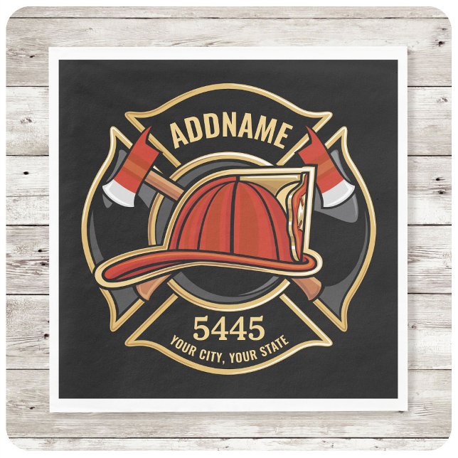 Servilleta De Papel Firefighter ADD NAME Fire Station Department Badge (Subido por el creador)