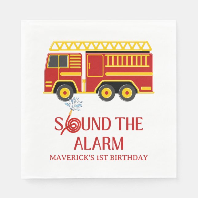 Servilleta De Papel Firefighter Sound The Alarm Birthday (Anverso)