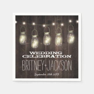 Servilleta De Papel Firefly Rustic Barn Wood Mason Jar Boda Napkins