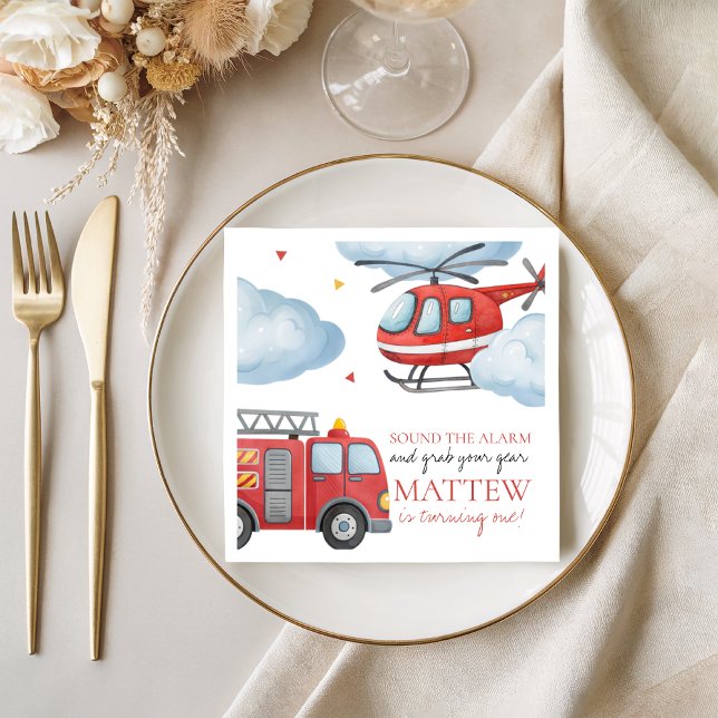 Servilleta De Papel Firetruck Birthday Party Napkin (Subido por el creador)