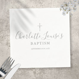 Servilleta De Papel Firma plateada moderna Bautismo Christening
