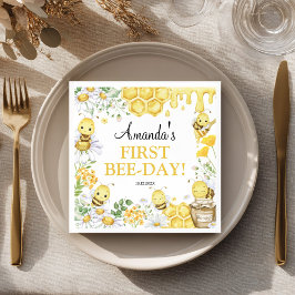 Servilleta De Papel First Bee Day Floral Bumblebee Birthday Party