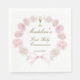 Servilleta De Papel first communion delicate peonies frame