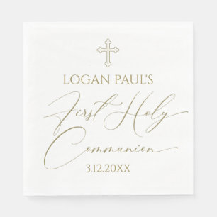 Servilleta De Papel First Holy Communion Gold and white napkin
