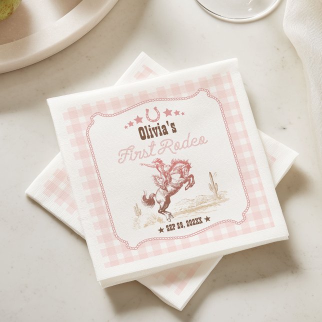 Servilleta De Papel First Rodeo 1st Birthday Pink Western (Subido por el creador)