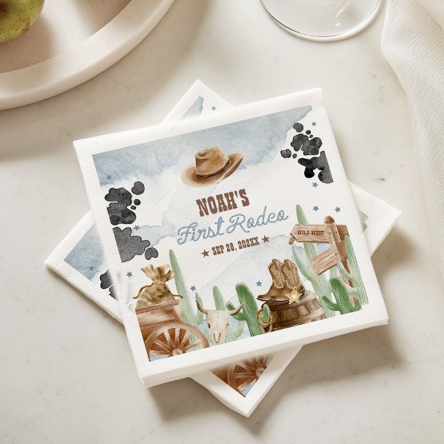 Servilleta De Papel First Rodeo 1st Birthday Rustic Wild West (Subido por el creador)