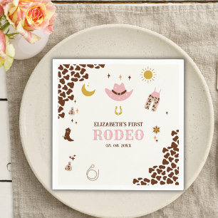 Servilleta De Papel First Rodeo Birthday Girl, Fun Cowgirl Birthday 