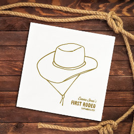 Servilleta De Papel First Rodeo Brown Cowboy Hat Simple 1st Birthday