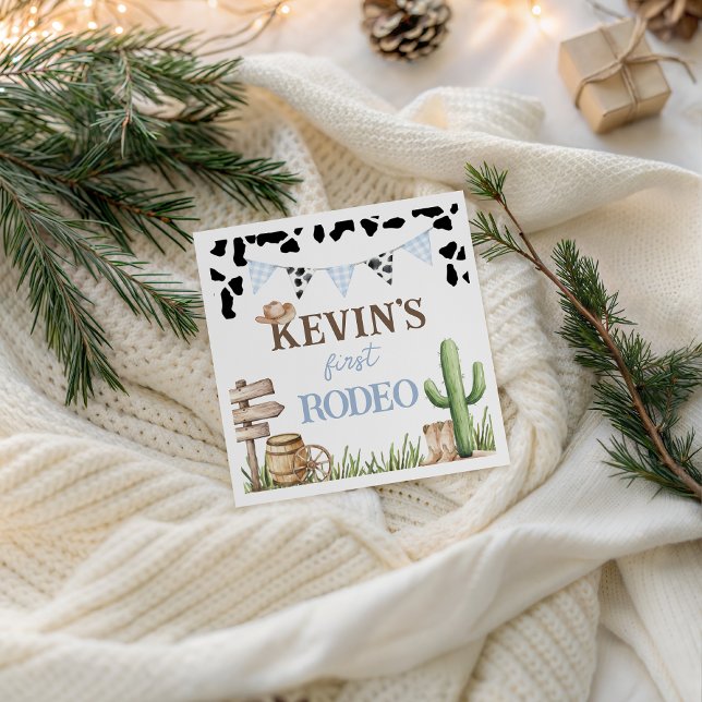 Servilleta De Papel First Rodeo Cowboy Baby Birthday Napkin (Subido por el creador)