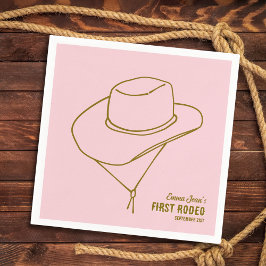 Servilleta De Papel First Rodeo Cowboy Hat Pink 1st Birthday
