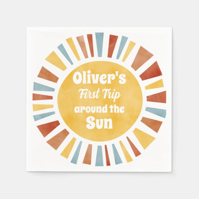 Servilleta De Papel First Trip Around The Sun Invitation (Anverso)