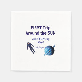 Servilleta De Papel First trip around the sun planet astronaut birthda