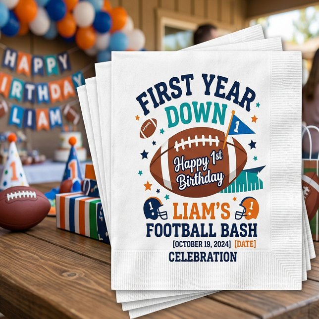 Servilleta De Papel First Year Down Football 1st Birthday  (Subido por el creador)