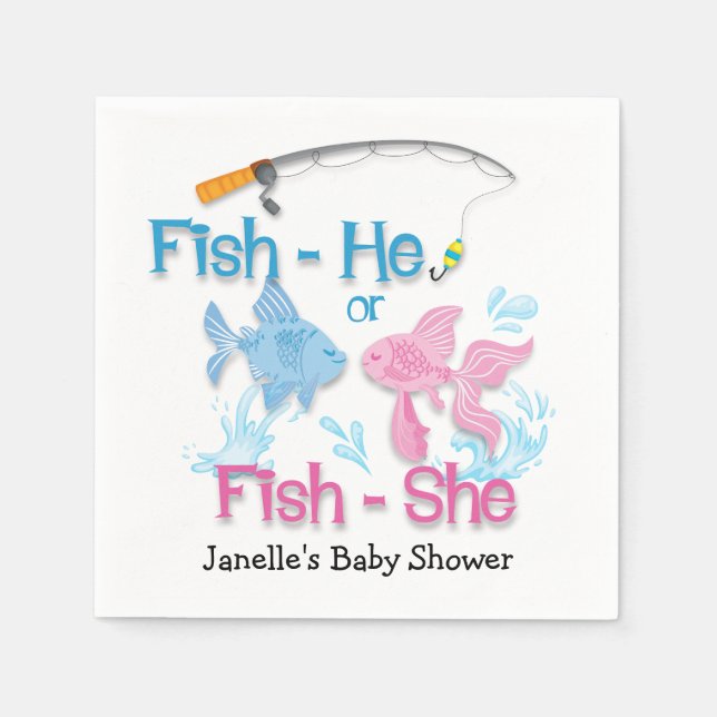 Servilleta De Papel Fishing Baby Revelar Baby Shower (Anverso)
