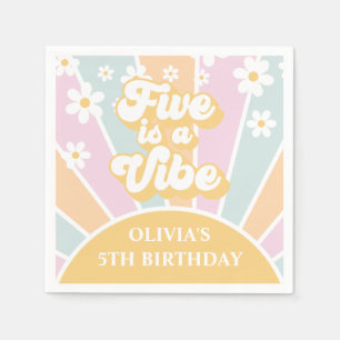 Servilleta De Papel Five is a Vibe pastel Retro Sol daisy boho