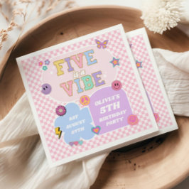 Servilleta De Papel Five Is A Vibe Preppy Parche de Cumpleaños 5