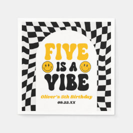Servilleta De Papel Five Is A Vibe Retro Fifth 5th Birthday Party