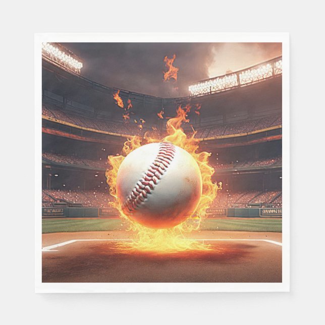 Servilleta De Papel Flamante Béisbol En El Estadio (Anverso)