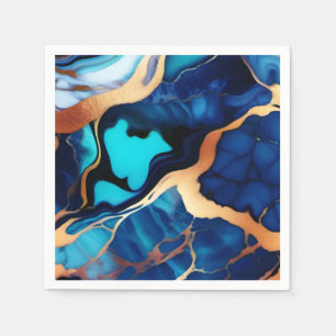 Servilleta De Papel Flamante dorado azul trenzado