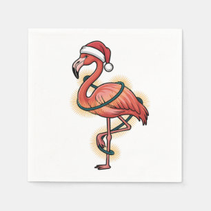Servilleta De Papel Flamenco Envuelto En Luz De Navidad Pájaro Rosa   