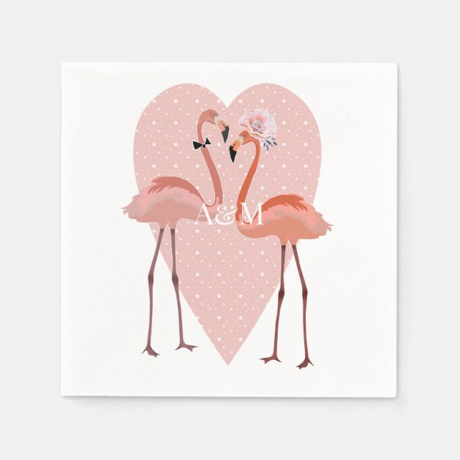 Servilleta De Papel Flamenco rosa corazón elegante amor (Anverso)