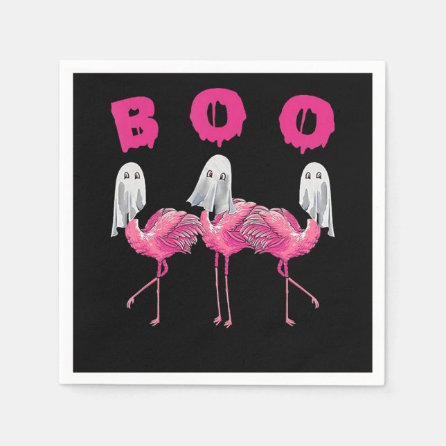 Servilleta De Papel Flamencos | Disfraz Flamingo Boo Halloween (Anverso)