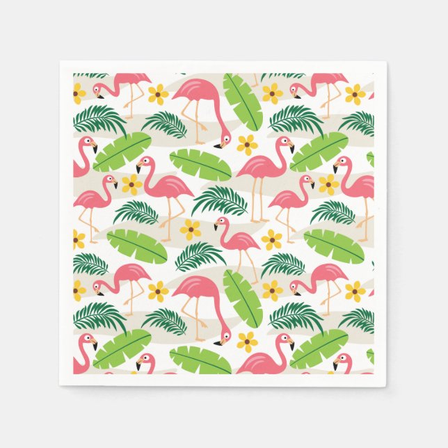Servilleta De Papel Flamencos en las servilletas del paraíso (Anverso)