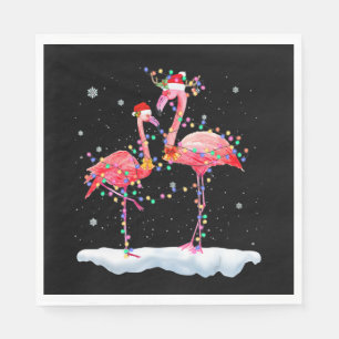 Servilleta De Papel Flamencos   Flamingo Christmas Tree Santa Hat Xmas