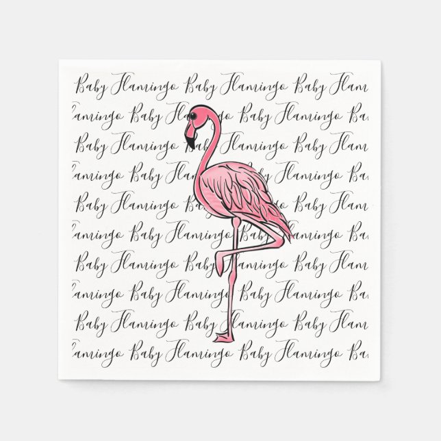 Servilleta De Papel Flamencos | flamingo rosa, ave tropical rosa (Anverso)