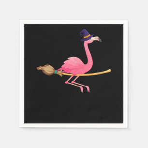 Servilleta De Papel Flamencos Halloween de Brujas Flamingo divertida