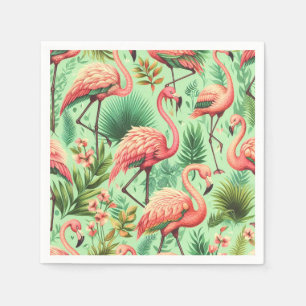 Servilleta De Papel Flamencos rosados de color blanco