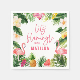 Servilleta De Papel flamencos tropicales de color rosa flamencos de di