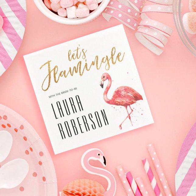 Servilleta De Papel Flamingle en Gold Purpurina | Ducha de novia (Subido por el creador)
