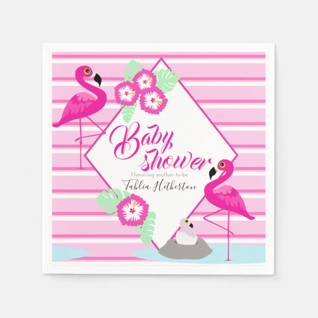 Servilleta De Papel Flamingle flamingo baby ducha imagen rosa (Anverso)