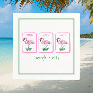 Servilleta De Papel Flamingle & Mahj Pink Flamingo Mahjong