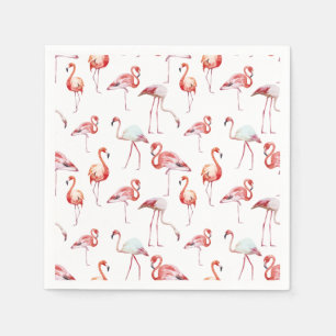 Servilleta De Papel Flamingo acuático patrón blanco tropical