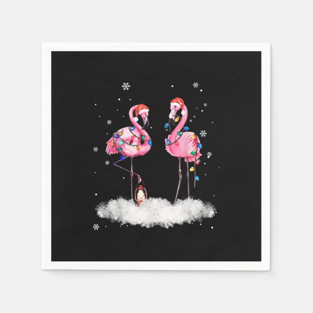 Servilleta De Papel Flamingo Árbol de Navidad Santa Hat Light (Anverso)