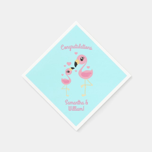 Servilleta De Papel Flamingo Baby Shower Cute Tropical (Borde)