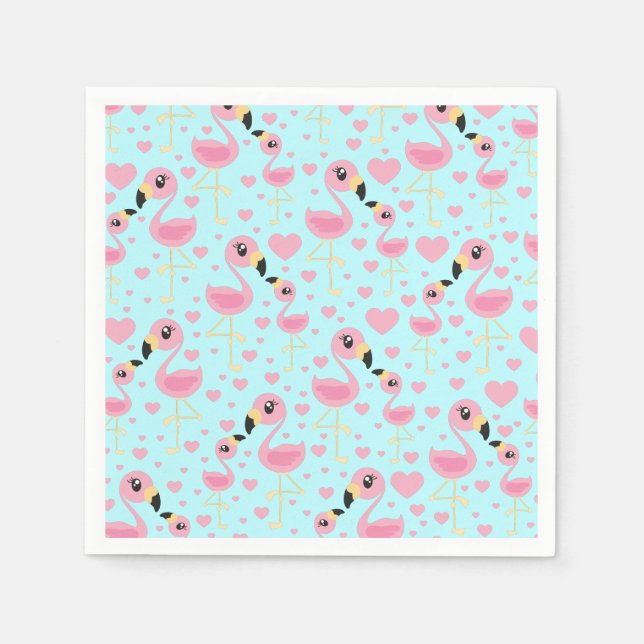 Servilleta De Papel Flamingo Baby Shower Cute Tropical (Anverso)
