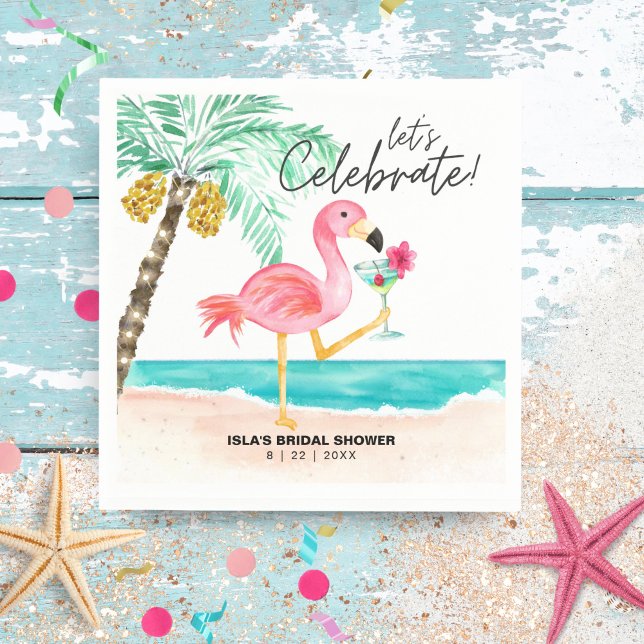 Servilleta De Papel Flamingo Beach Cocktail Tropical Bridal Shower (Subido por el creador)
