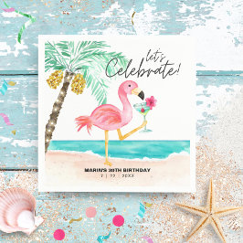 Servilleta De Papel Flamingo Beach Fiesta Cocktail Tropical Cumpleaños