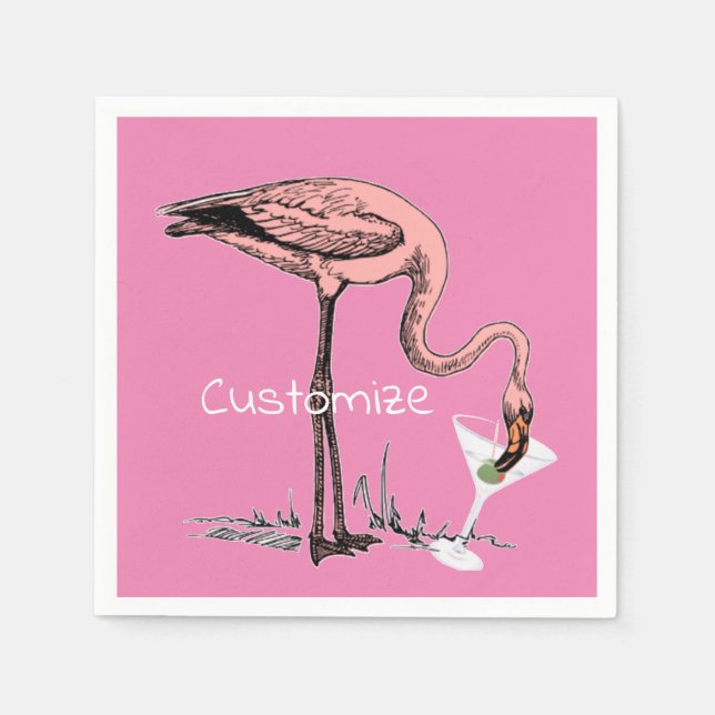 Servilleta De Papel Flamingo Beber Martini Thunder_Cove (Anverso)